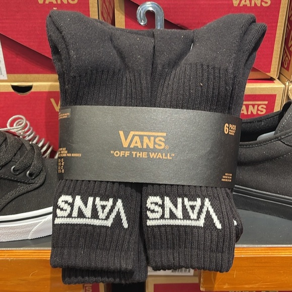 Vans Socks 6 pairs set CREW VANS.
"OFF THE WALL" Black/White 
NWT - Picture 5 of 16